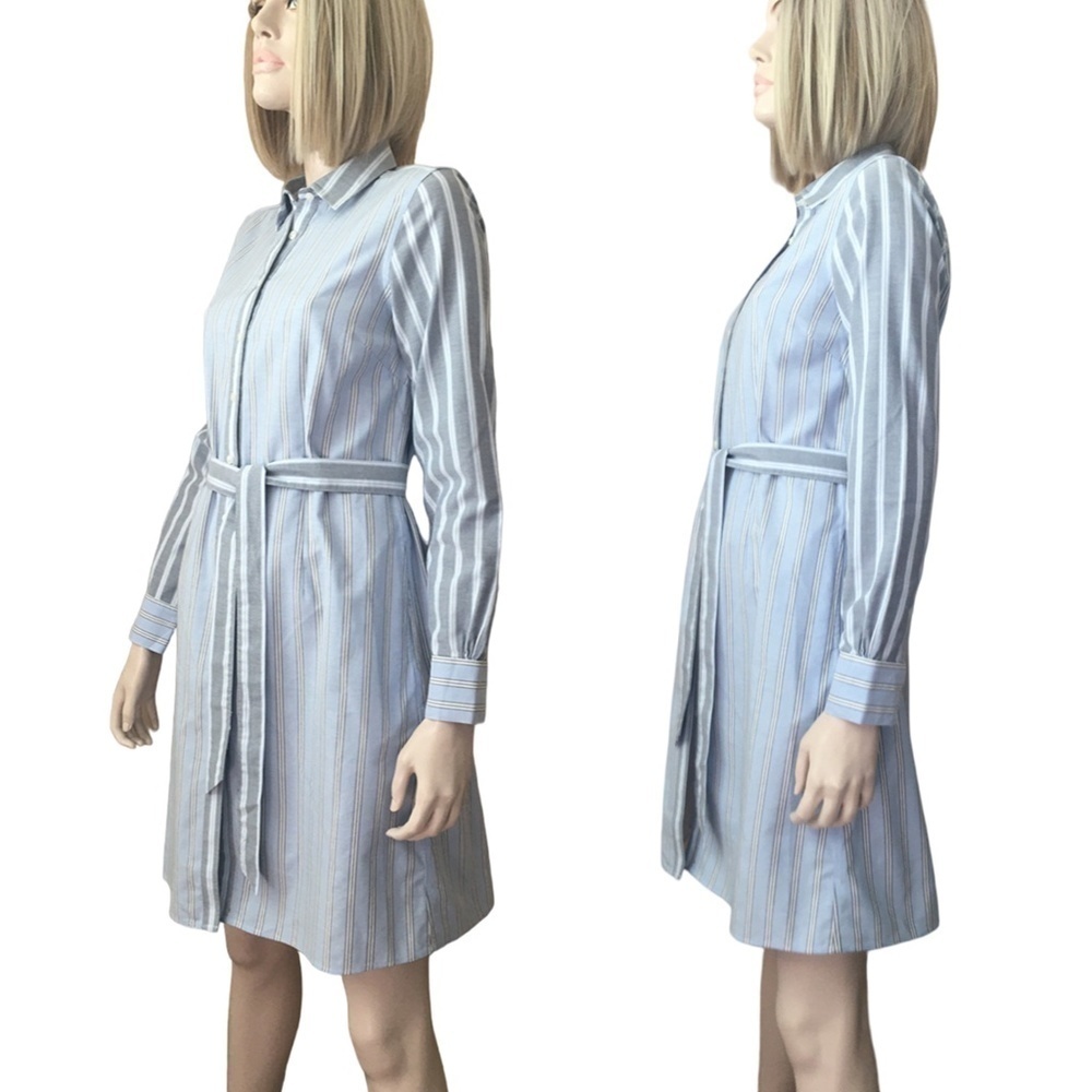 Brooks Brothers Shirt Dress Full Button Front Classic Stripe with Pockets & Belt